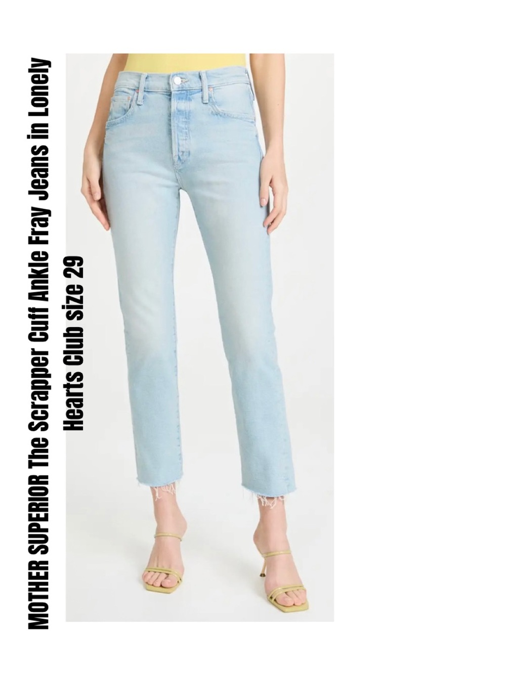 MOTHER SUPERIOR The Scrapper Cuff Ankle Fray Jeans in Lonely Hearts Club size 29